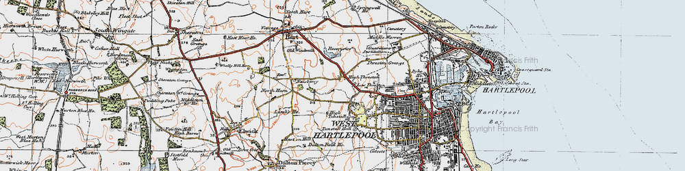 Old map of High Throston in 1925