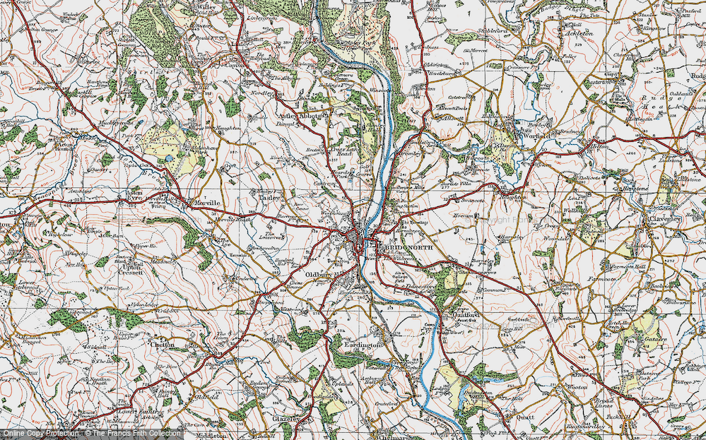 Old Map of Historic Map covering Hoards Park in 1921