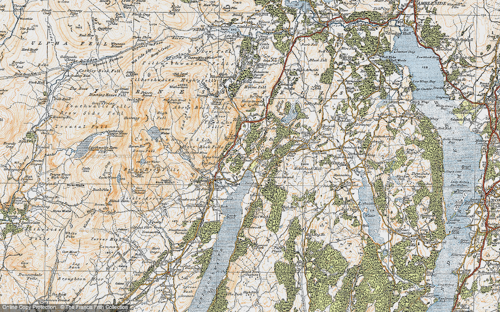 Old Map of Historic Map covering Tarn Hows in 1925