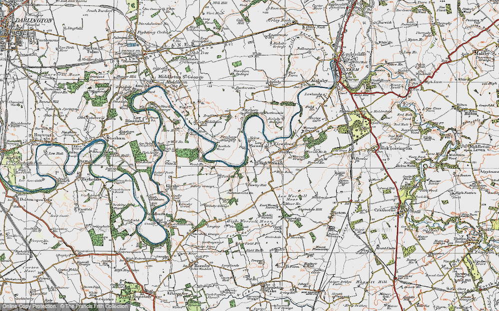 Old Map of High Worsall, 1925 in 1925