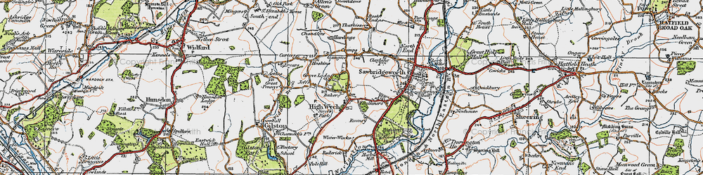 Old map of High Wych in 1919