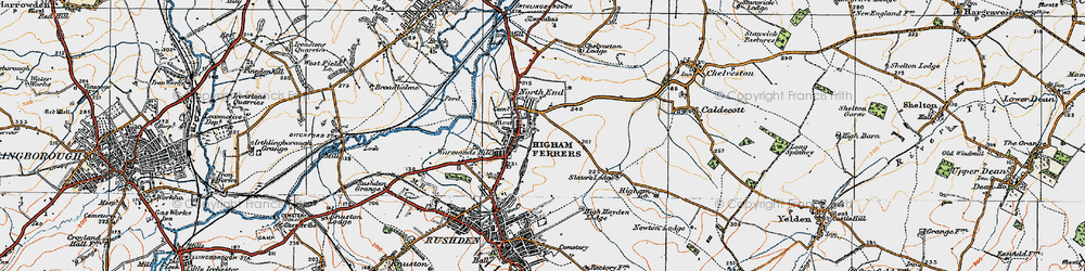 Old map of Higham Ferrers in 1919