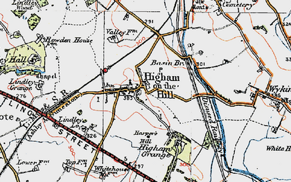 Old map of Higham on the Hill in 1921