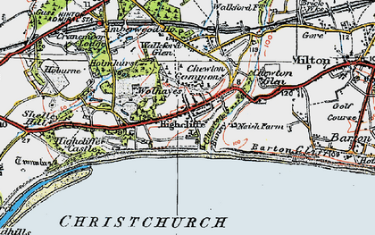 Old map of Highcliffe in 1919