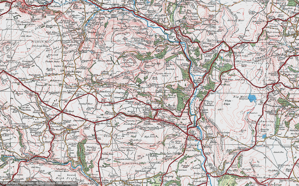 Old Map of Historic Map covering Stanage in 1923