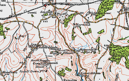 Old map of Higher Alham in 1919