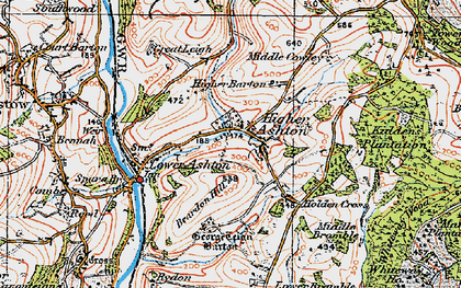 Old map of Higher Ashton in 1919