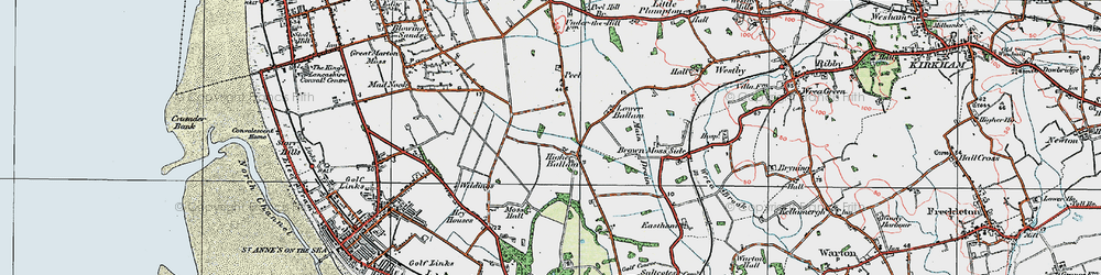 Old map of Higher Ballam in 1924