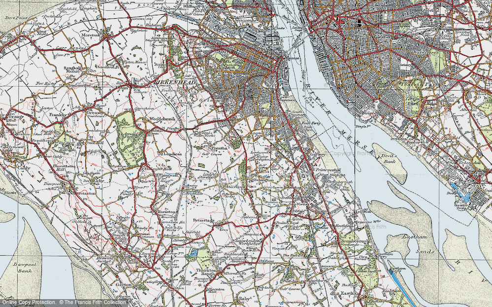 Old Map of Higher Bebington, 1924 in 1924