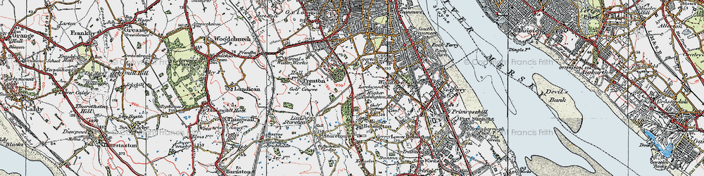 Old map of Higher Bebington in 1924
