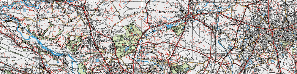 Old map of Higher Blackley in 1924
