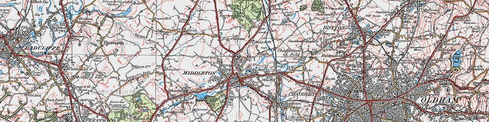 Old map of Higher Boarshaw in 1924