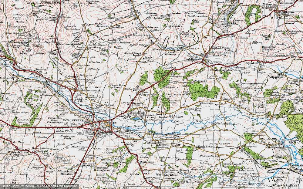 Old Map of Historic Map covering Yellowham Hill in 1919