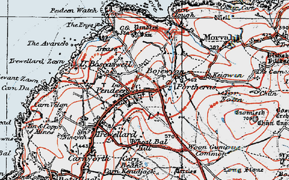 Old map of Wheal Bal Hill in 1919