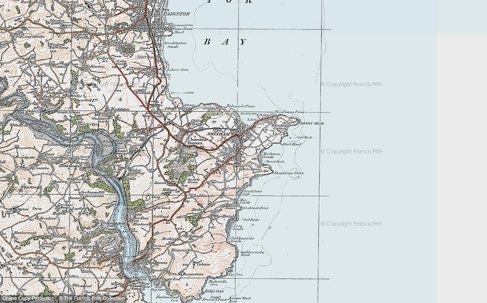 Old Map of Higher Brixham, 1919 in 1919