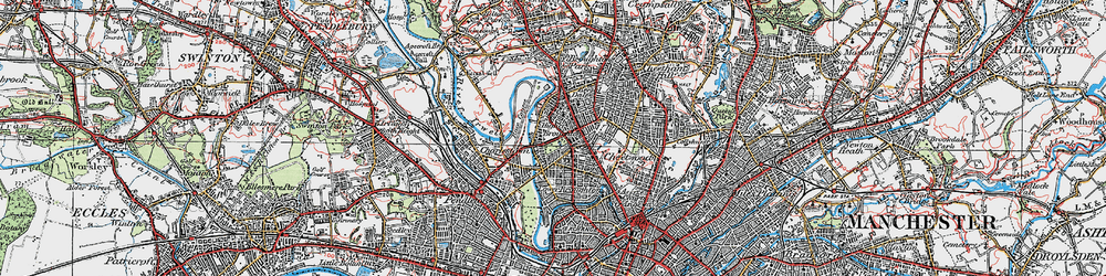 Old map of Higher Broughton in 1924