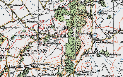 Old map of Higher Burwardsley in 1923