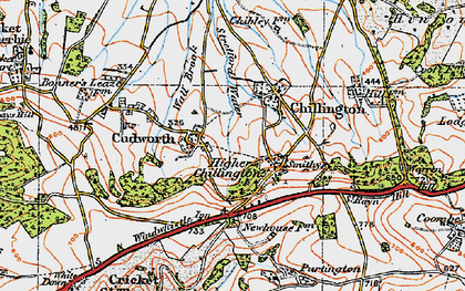 Old map of Higher Chillington in 1919