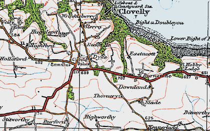 Old map of Higher Clovelly in 1919