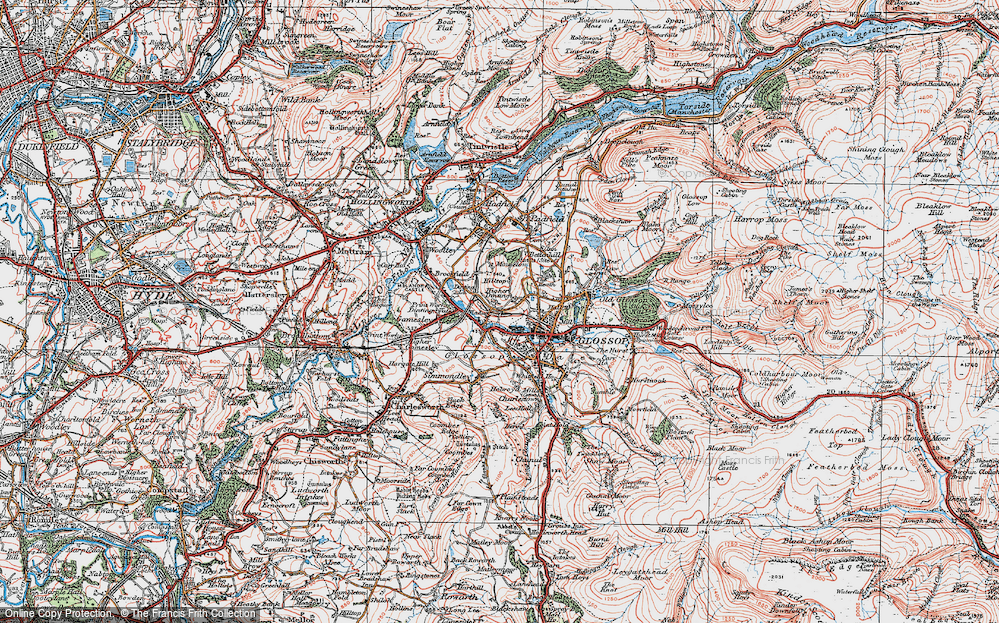 Old Map of Higher Dinting, 1924 in 1924