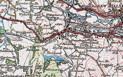 Old map of Higher Disley in 1923