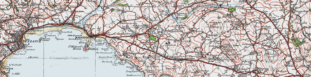 Old map of Higher Downs in 1919