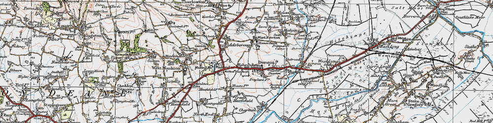 Old map of Higher Durston in 1919