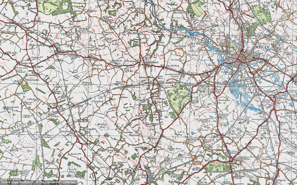 Old Map of Historic Map covering Upholland Sta in 1924