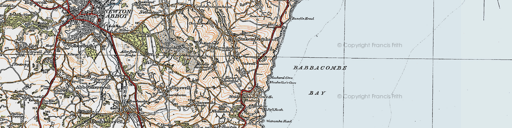 Old map of Babbacombe Bay in 1919
