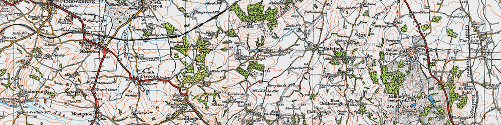 Old map of Higher Halstock Leigh in 1919