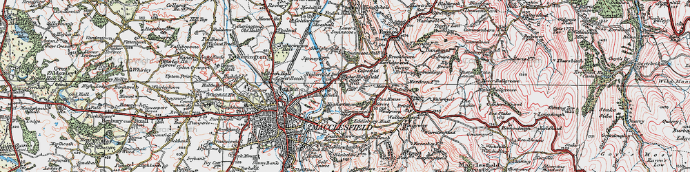 Old map of Higher Hurdsfield in 1923