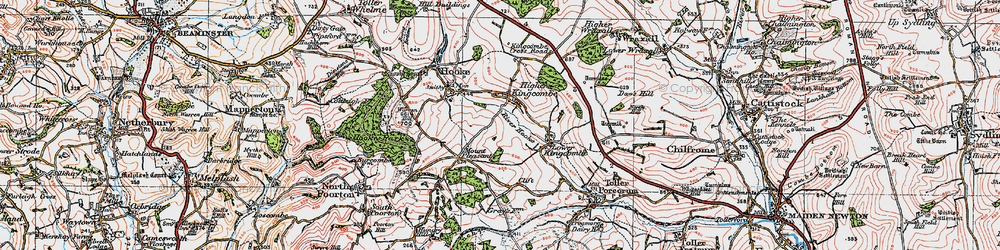 Old map of Higher Kingcombe in 1919