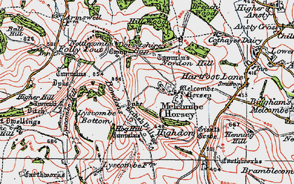Old map of Higher Melcombe in 1919