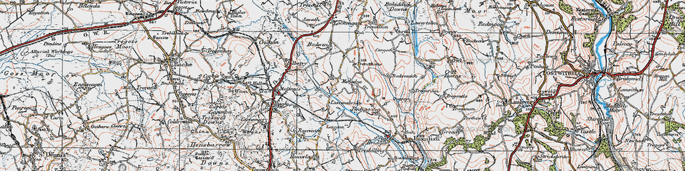 Old map of Higher Menadew in 1919