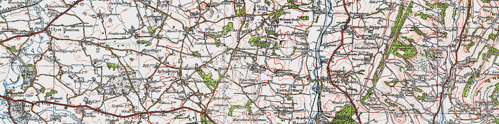 Old map of Aylesbeare Hill in 1919