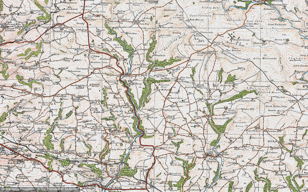 Old Map of Higher Molland, 1919 in 1919