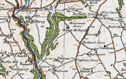 Old map of Higher Molland in 1919