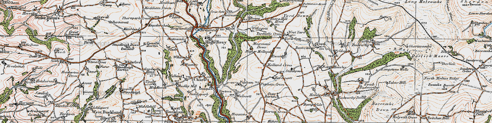 Old map of Higher Molland in 1919