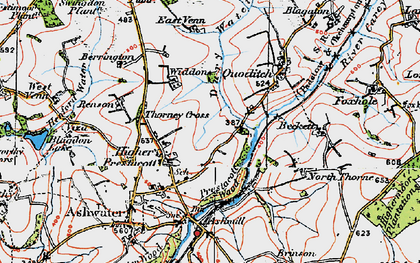 Old map of Whiddon in 1919