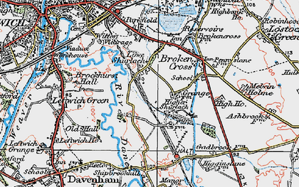 Old map of Higher Shurlach in 1923