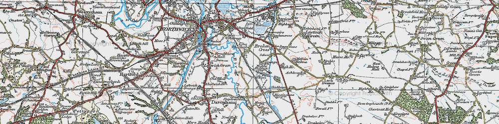 Old map of Higher Shurlach in 1923