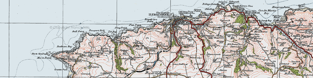 Old map of Higher Slade in 1919