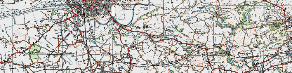 Old map of Higher Walton in 1924