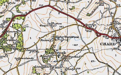 Old map of Higher Wambrook in 1919