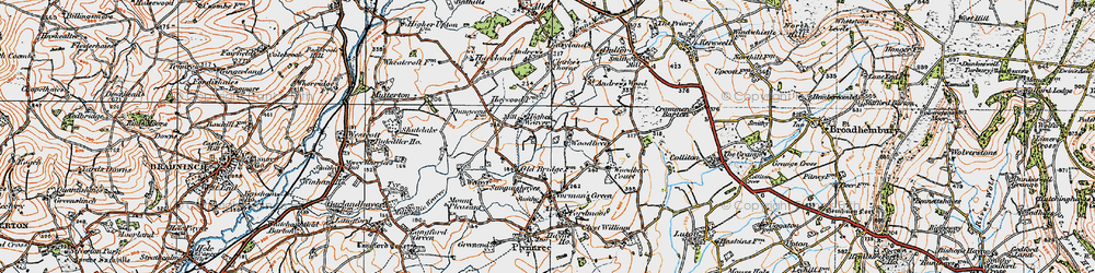 Old map of Higher Weaver in 1919