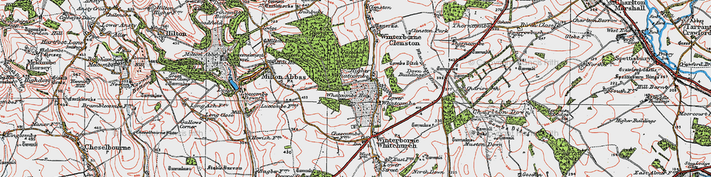 Old map of Higher Whatcombe in 1919