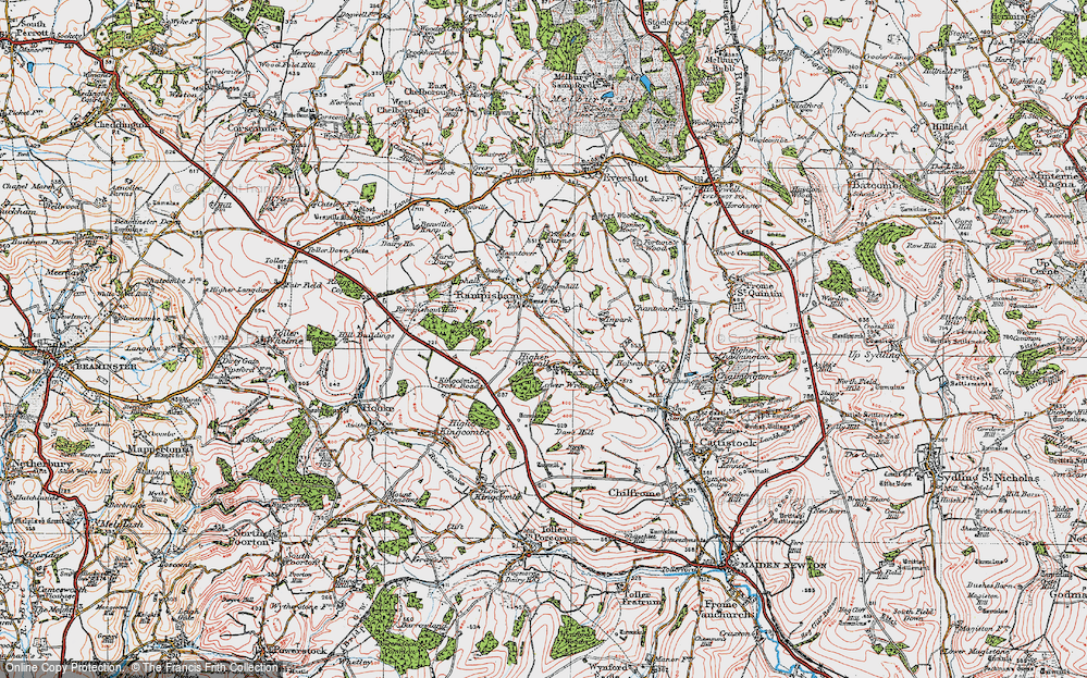 Old Map of Higher Wraxall, 1919 in 1919