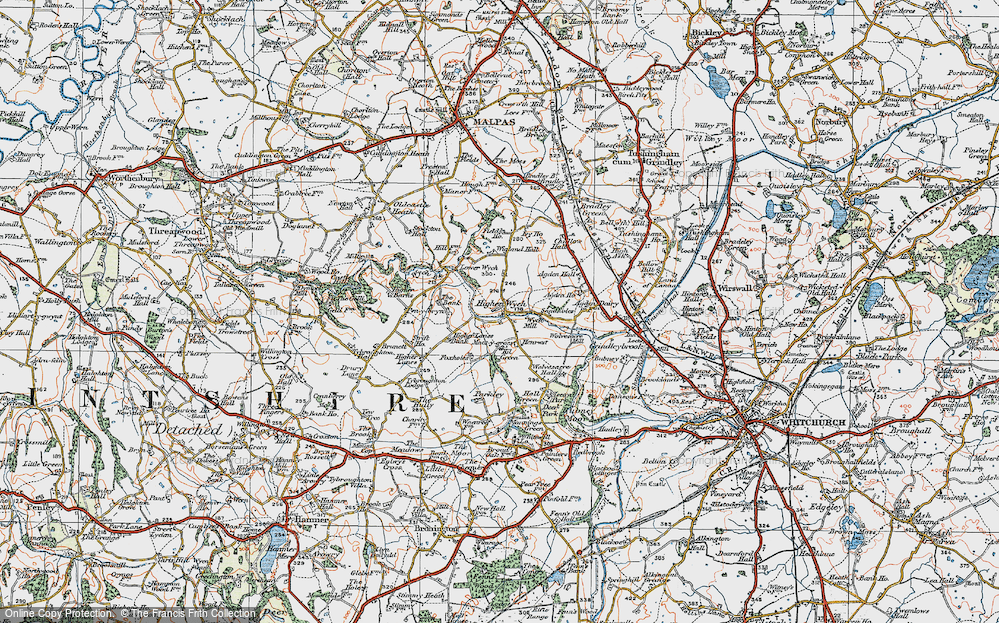 Old Map of Higher Wych, 1921 in 1921