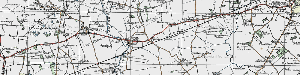 Old map of Aughton Common in 1924