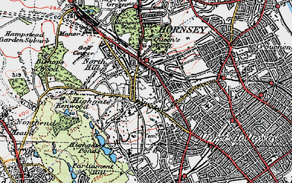 Old map of Highgate in 1920
